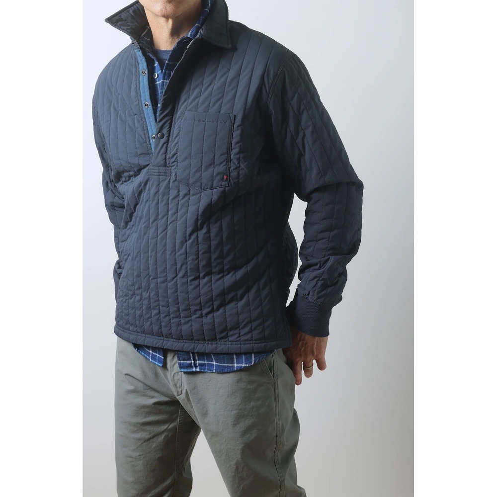 Relwen Polo Jack Steel Grey Quilted Pullover Snap Neck Jacket Mens Medium M